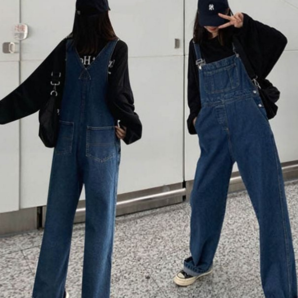 와이드 여성 점프 수트 캐주얼 여성 멜빵 바지 - 상품 이미지