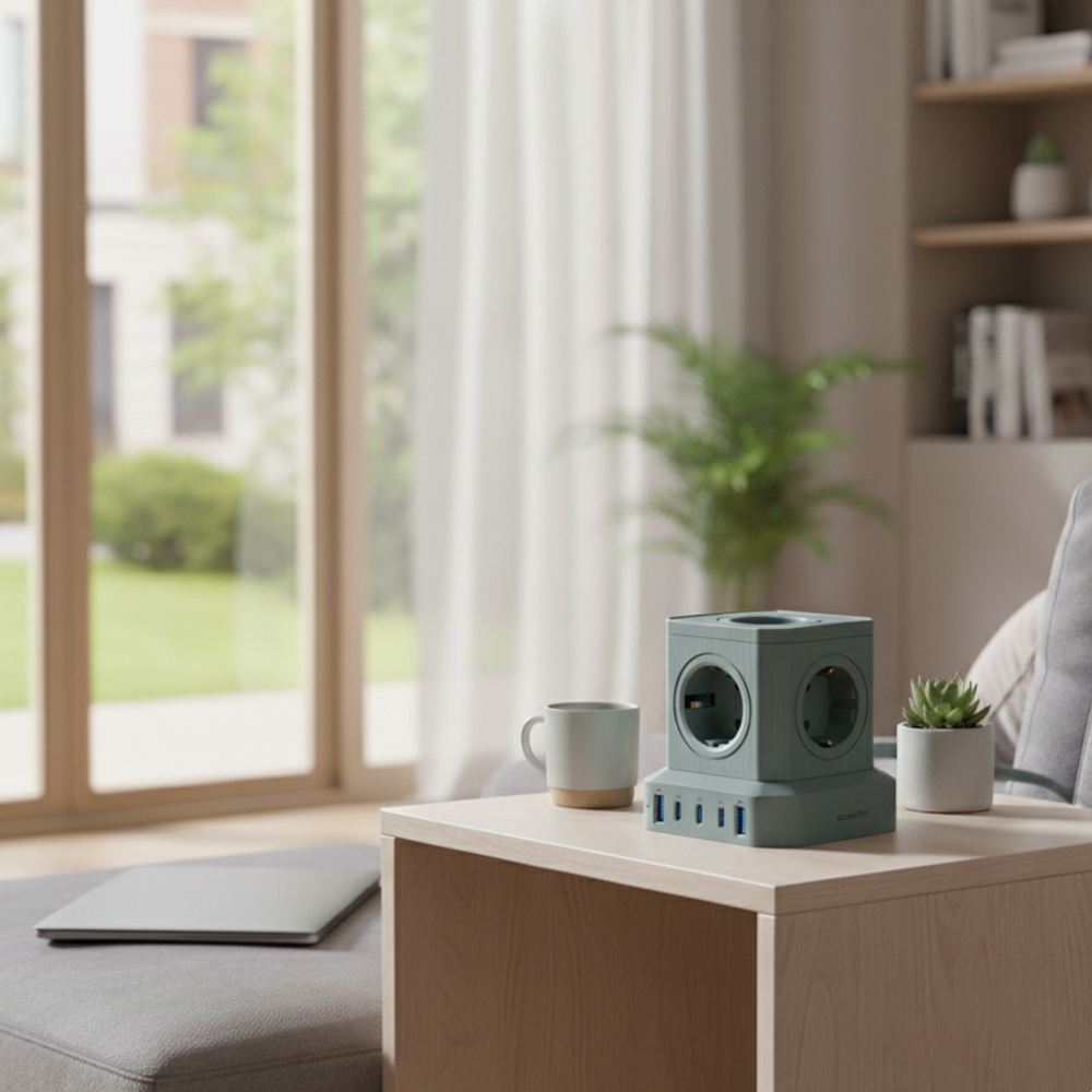 N배송 65W 노트북 초고속 고용량 밀리터리 캠핑 큐브 USB 멀티탭 5구, 2m, 1개 이미지 6