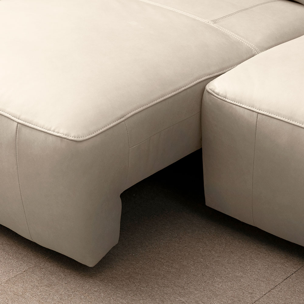 [NEW COLOR] 헤르짐머 메이븐 전동 리클라이너 슬라이드 모션 베드 천연 가죽 소파 스툴미포함, 아이보리, 6인용