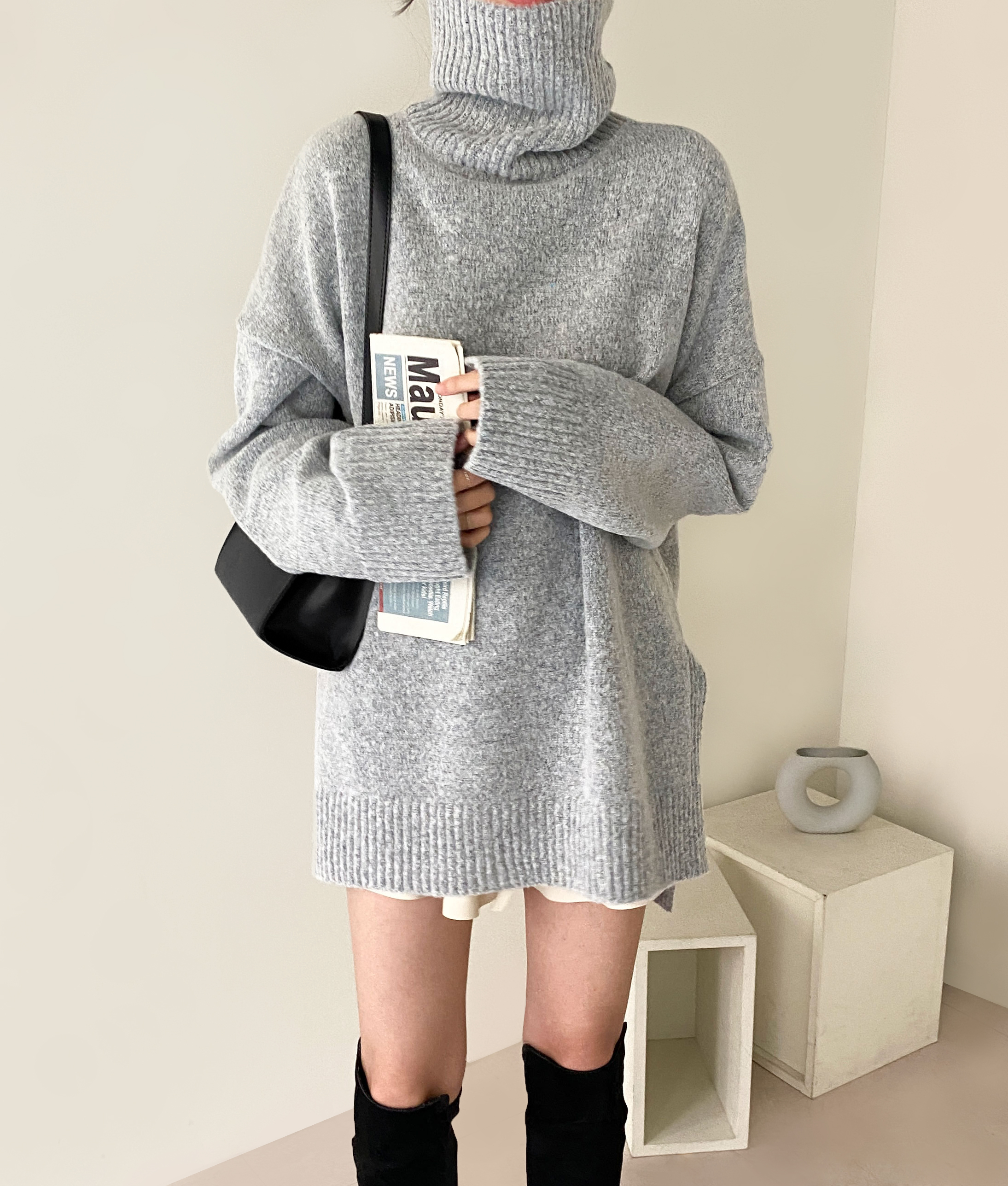 [엔드에이/무배] 오버핏 터틀넥 옆트임 니트 (5color) 제품 이미지