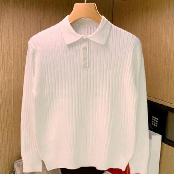 베이직 남자 골지 티 슬림 남자 카라 티 단추티 - 상품 이미지