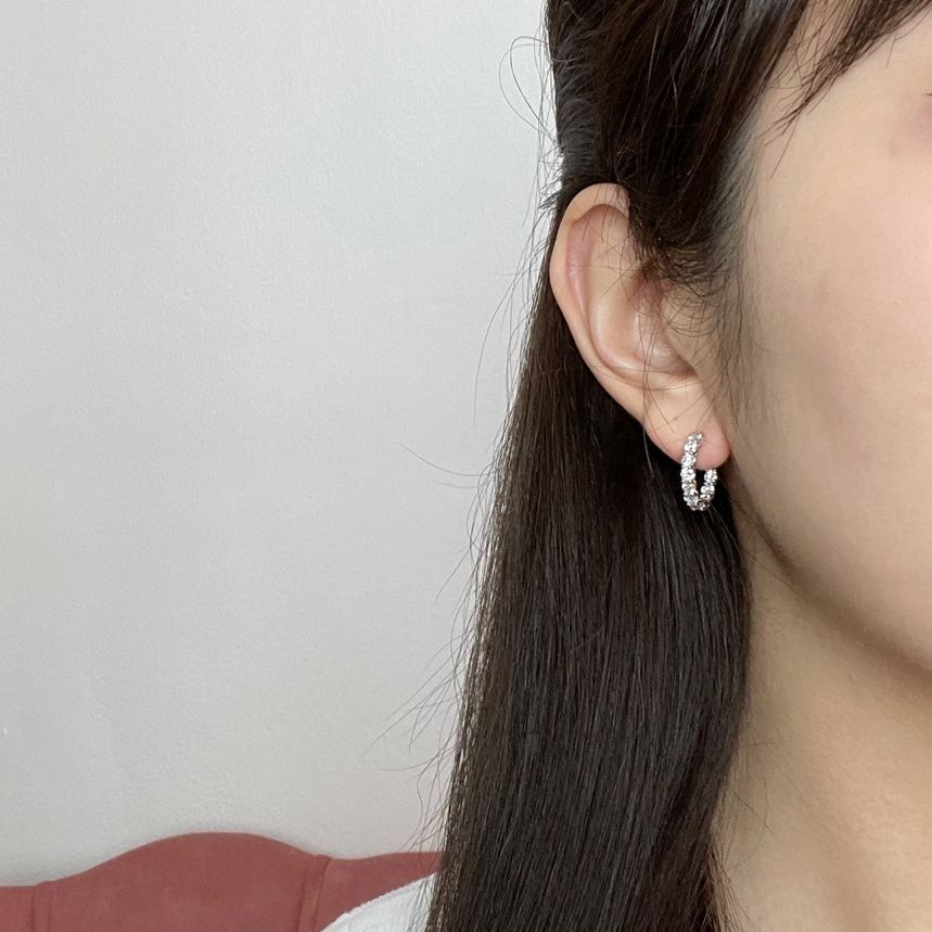 18K 랩 다이아 원터치 이터니티 테니스 링 귀걸이 2.8미리 엄마 생일 기념일 예물 - 상세 이미지 2