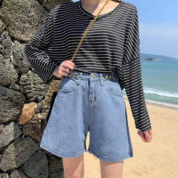 여성 숏 기장 바지 하이 여자 여름 - 상품 이미지