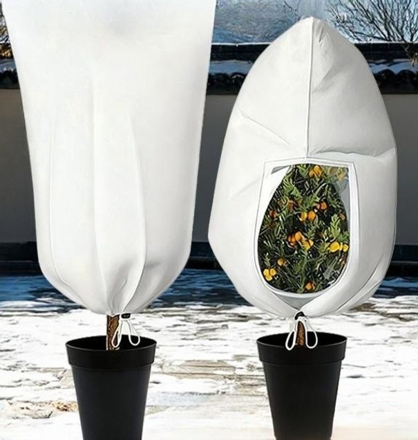 나무 보온 월동준비 보온재 수목보호대 화분 옷 부직포 오프화이트 잠금형 80x120cm - 상품 이미지