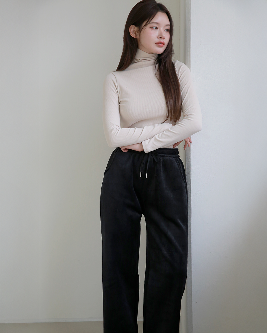 DDO 겨울 여자 융기모 골덴 코듀로이 스판 밴딩 기본 일자핏 팬츠 - 상세 이미지 2