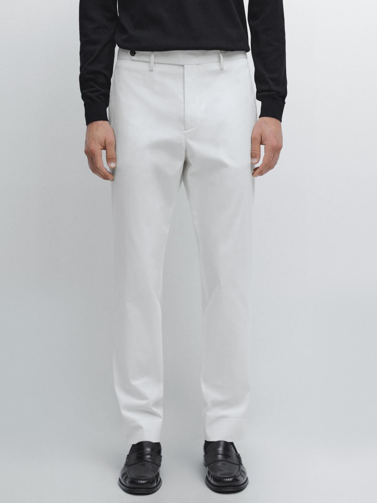 마시모두띠 화이트 코튼 블렌드 슬림핏 팬츠 3520/516 OFF WHITE - 상품 이미지