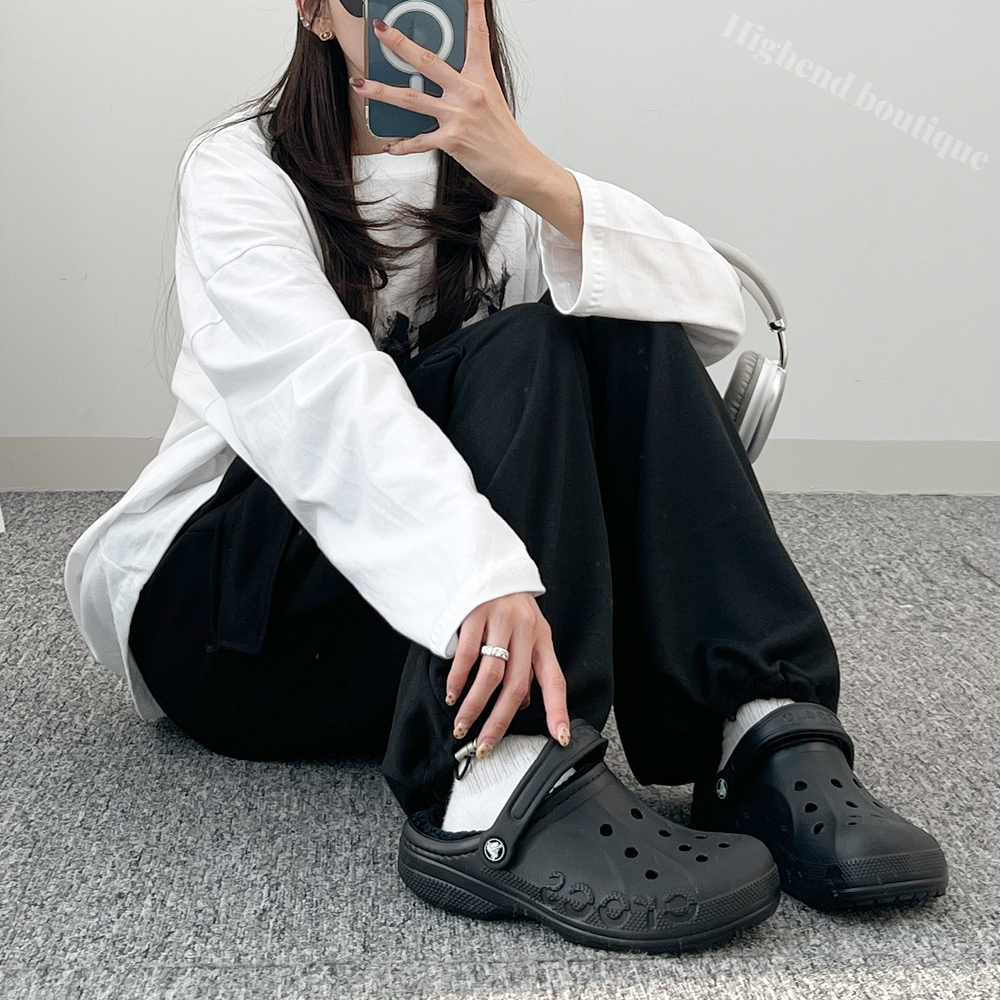 크록스 털슬리퍼 겨울 퍼 털신 털신발 퍼슈어 블랙, 230