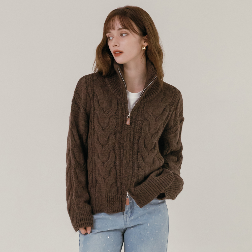 데일리 아이템 루즈핏 케이블 클래식 니트 가디건 2color - 상품 이미지