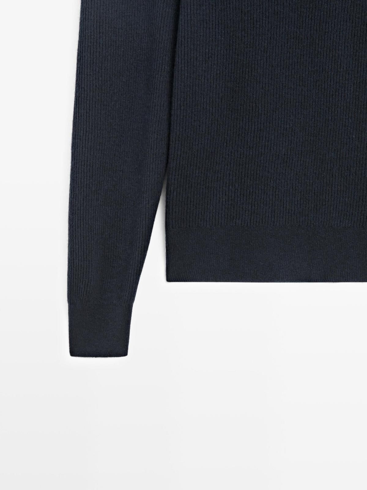 마시모두띠 울 블렌드 하프집업 니트 스웨터 1088/238 NAVY BLUE 이미지 8
