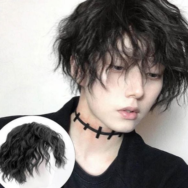 스타일링 남성 펌 가발 웨이브 남자 펌 가발 고열사 - 상품 이미지