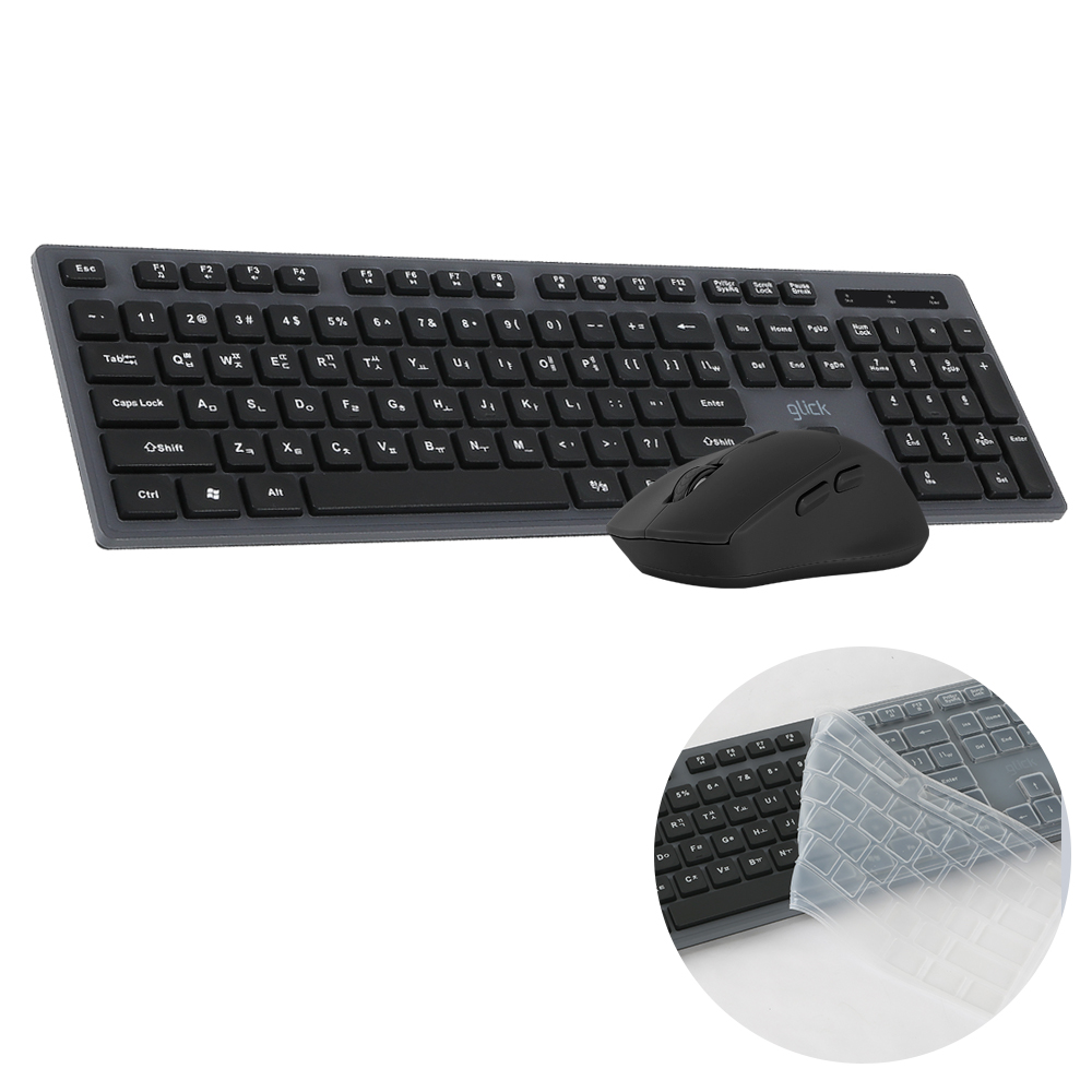 지클릭커 오피스프로 WMK10 인체공학 슬림 무소음 무선 키보드 마우스 세트 옐로우 - 상세 이미지 2