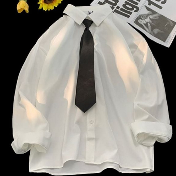 베이직 남성 드레스셔츠 캐주얼 남성 루즈핏 데일리 기본 - 상품 이미지