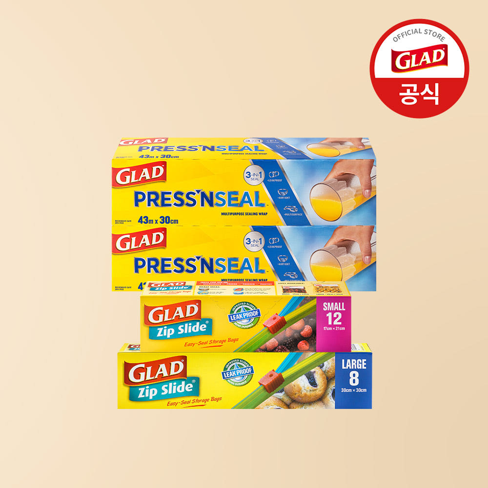 [최저가 도전] 글래드 이정현 매직랩 점보 2개+매직백 슬라이드 소형(12매)+대형(8매) 주방랩 비닐랩 비닐팩 지퍼백