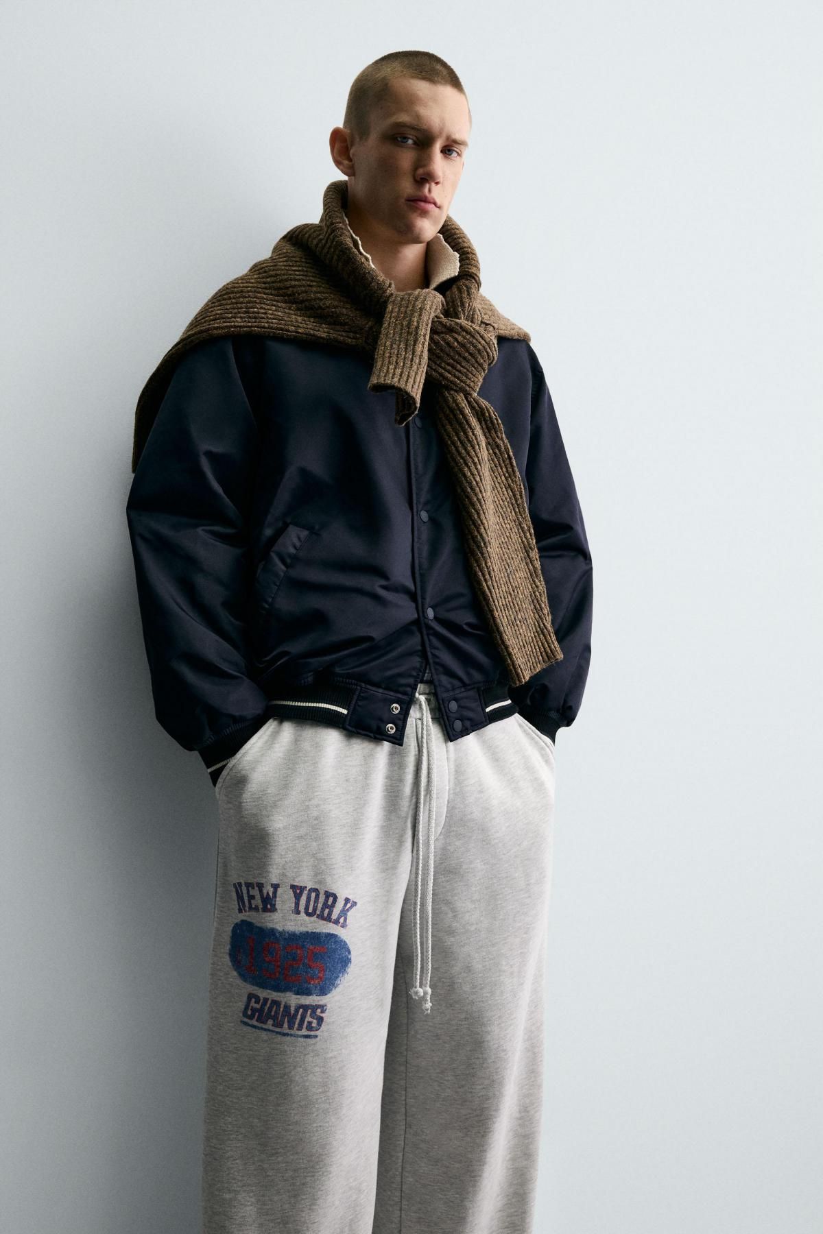 자라 NFL 그래픽 코튼 와이드 조거 팬츠 0962/523 GREY MARL - 상세 이미지 5