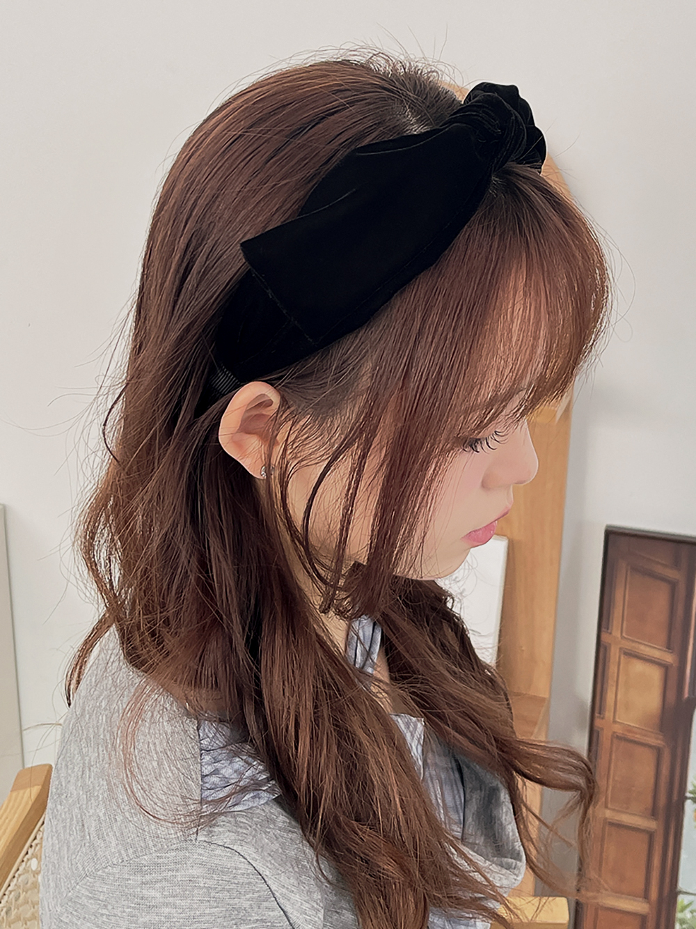 벨벳플랫리본머리띠 헤어밴드 벨벳머리띠 리본헤어밴드 헤어악세사리 - 상품 이미지