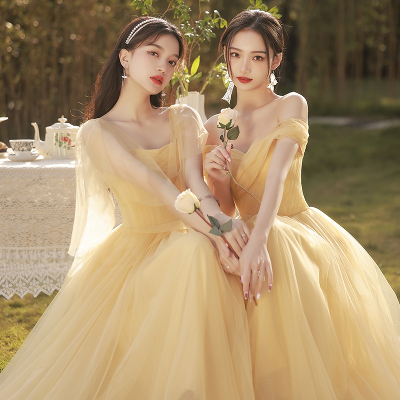 웨딩스냅 드레스 피로연 빅사이즈 브라이덜샤워 유색 촬영 야외 셀프 원피스 오프숄더 돌잔치 - 상세 이미지 5