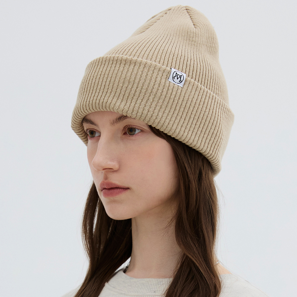 [미네티] 여성비니 클래식 라벨 여성 니트 비니 모자 숏 얇은 면 롱 골지 - 상품 이미지