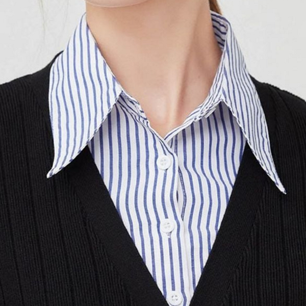 데일리 여성 페이크 셔츠 레이어드넥 여성 레이어드 셔츠 스트라이프 - 상품 이미지