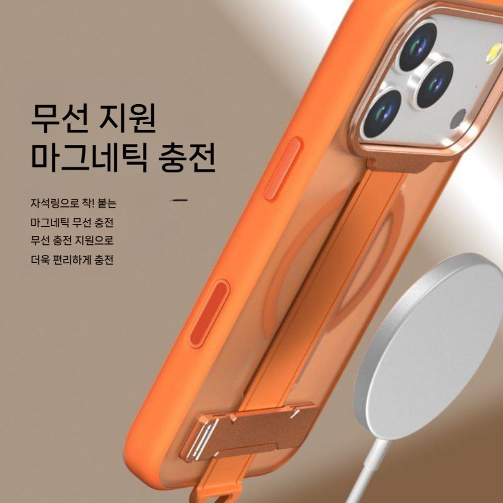 아이폰17 에어 프로 맥스 케이스 맥세이프 그립 밴드 메탈 거치대 반투명 커버 - 상세 이미지 4