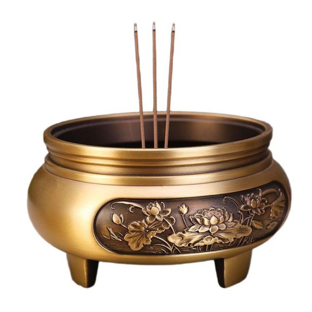 향로 황동 향 대형 연꽃 제사 향꽂이 사찰 받침대 특대형 동향로 (약 3.2kg) - 상품 이미지