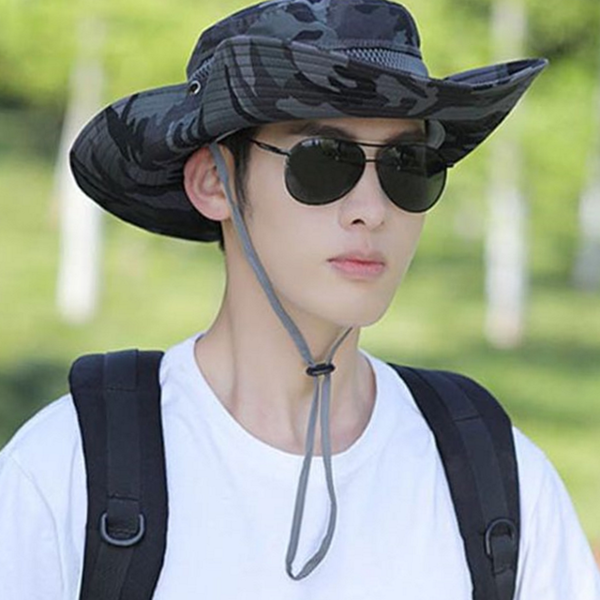 와이드캡 남성 사파리 모자 밀리터리 남성 벙거지 모자 캠핑 - 메인 이미지