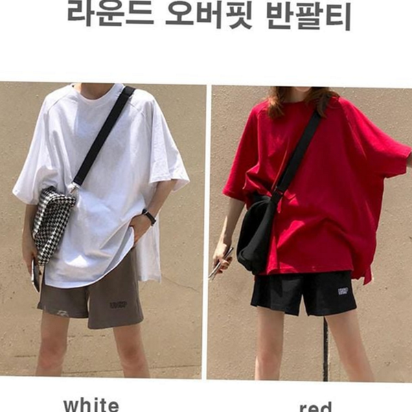 루즈핏 여자 오버핏 반팔 티 레이어드 여성 오버핏 - 상품 이미지
