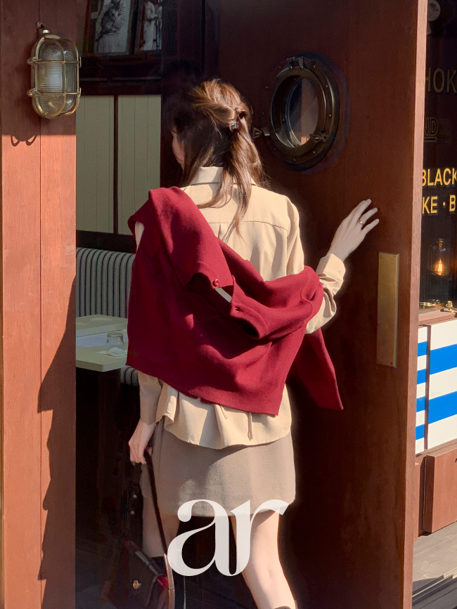 스웨이드 백 스트랩 셔츠 블라우스 bs8539 - 상세 이미지 5