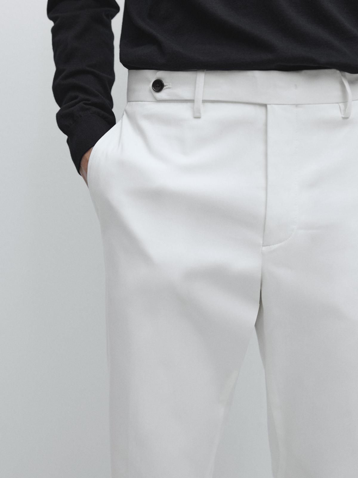 마시모두띠 화이트 코튼 블렌드 슬림핏 팬츠 3520/516 OFF WHITE - 상세 이미지 3