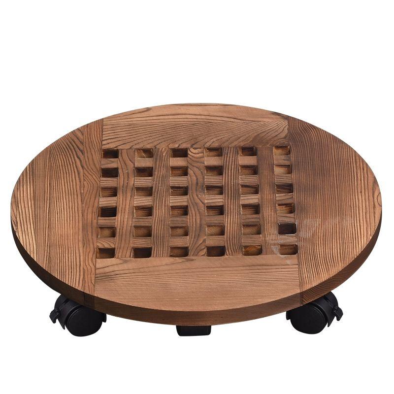 이동식 나무 화분 받침대 바퀴 물받이 내추럴 우드 25cm 4륜 브레이크 - 상세 이미지 5