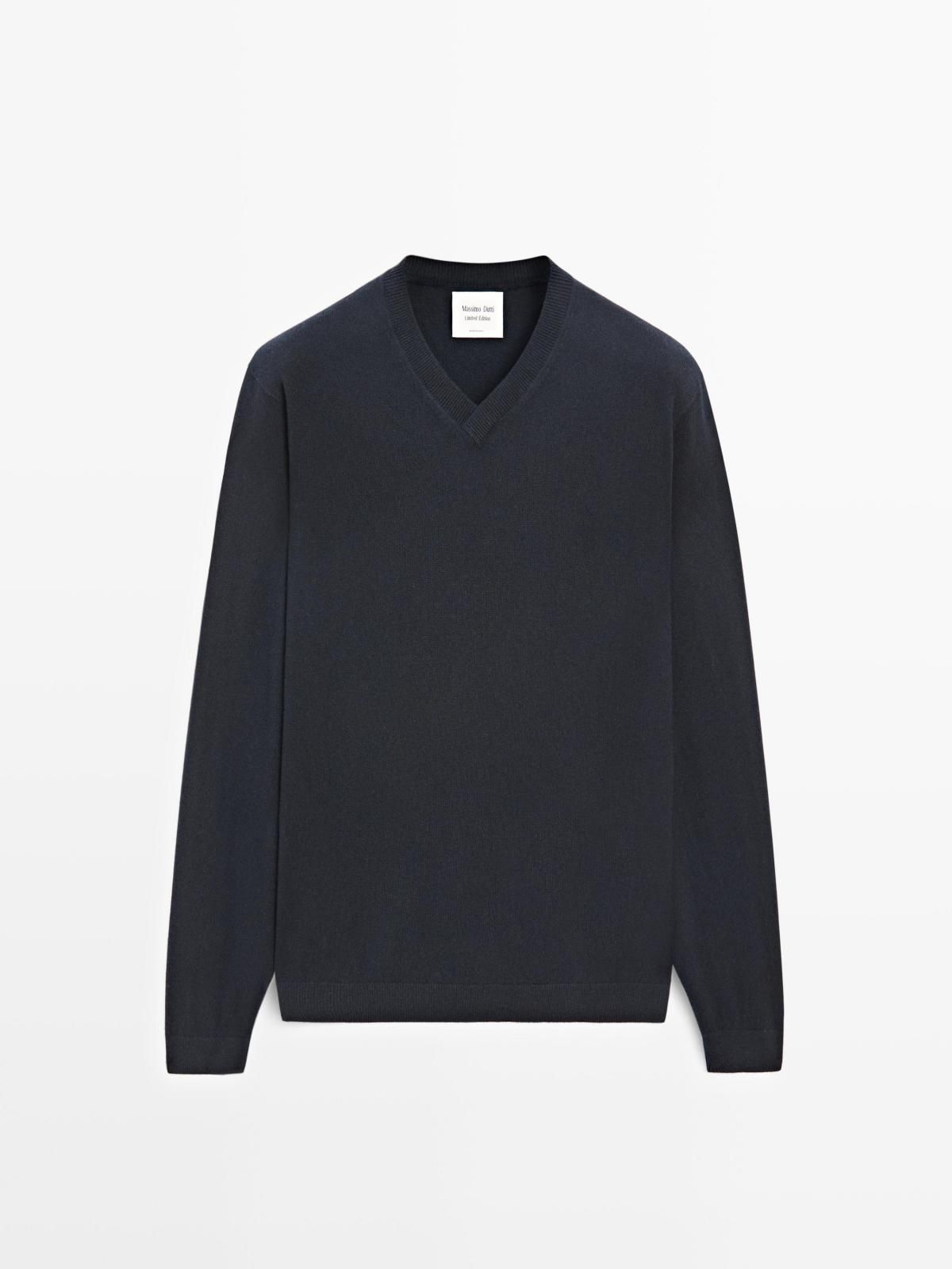 마시모두띠 한정판 울 캐시미어 브이넥 니트 스웨터 0955/880 NAVY BLUE - 상품 이미지