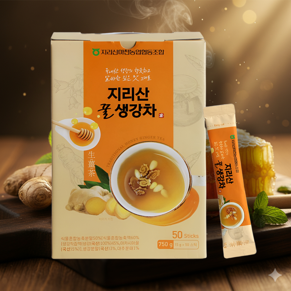 지리산 꿀 생강차 진한 생강청 원액 스틱 50개입, 1개 - 상품 이미지
