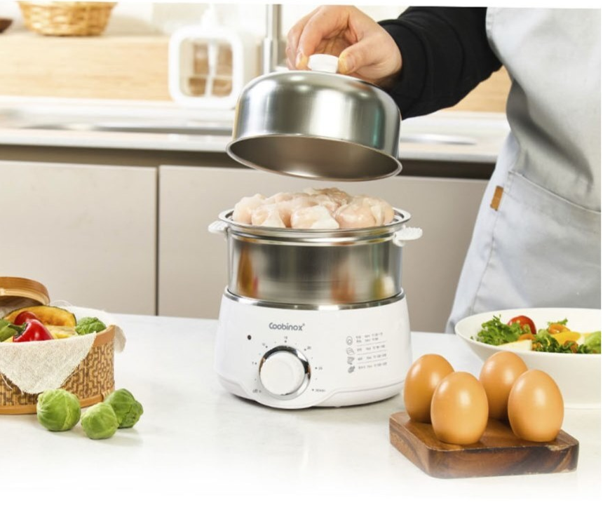 [Life모아] 304스텐 멀티 전기찜기 2단 알람형 미니쿠커