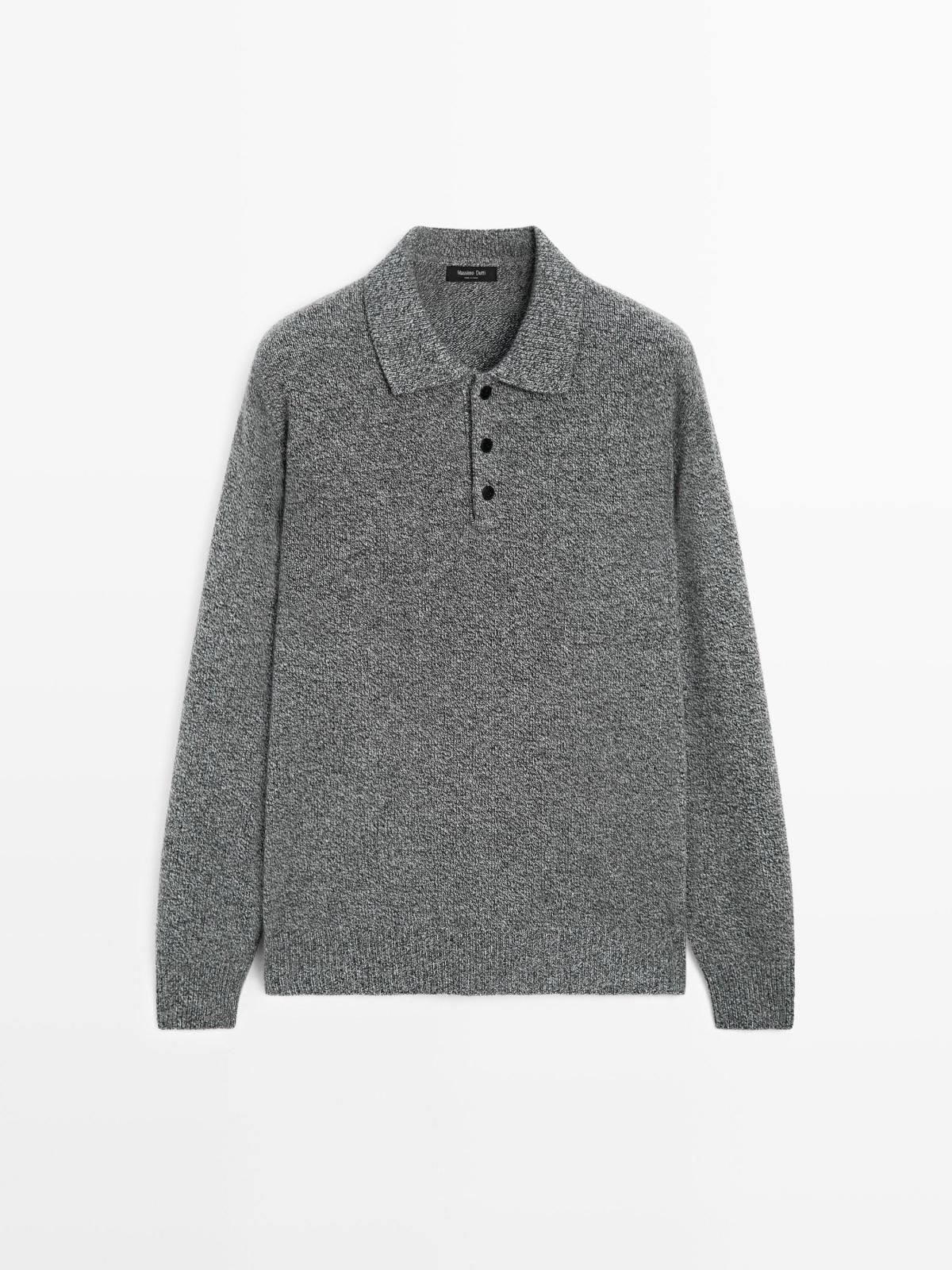 마시모두띠 플렉스 울블렌드 긴팔 폴로 니트 스웨터 1127/238 ANTHRACITE GREY - 상품 이미지
