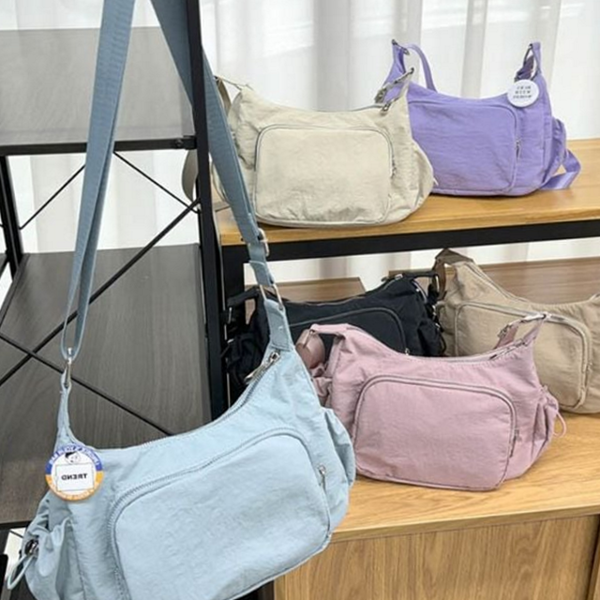 데일리 나일론 크로스 백 캐주얼 여성 크로스 백 앞지퍼 - 상품 이미지