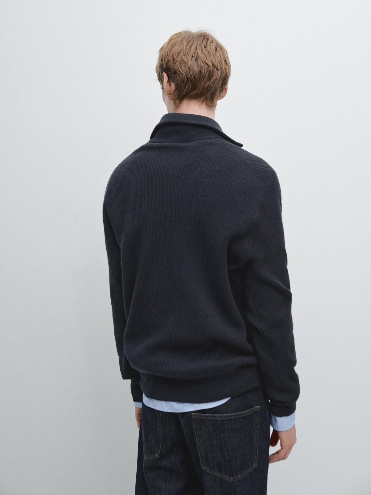 마시모두띠 울 블렌드 하프집업 니트 스웨터 1088/238 NAVY BLUE - 상세 이미지 4