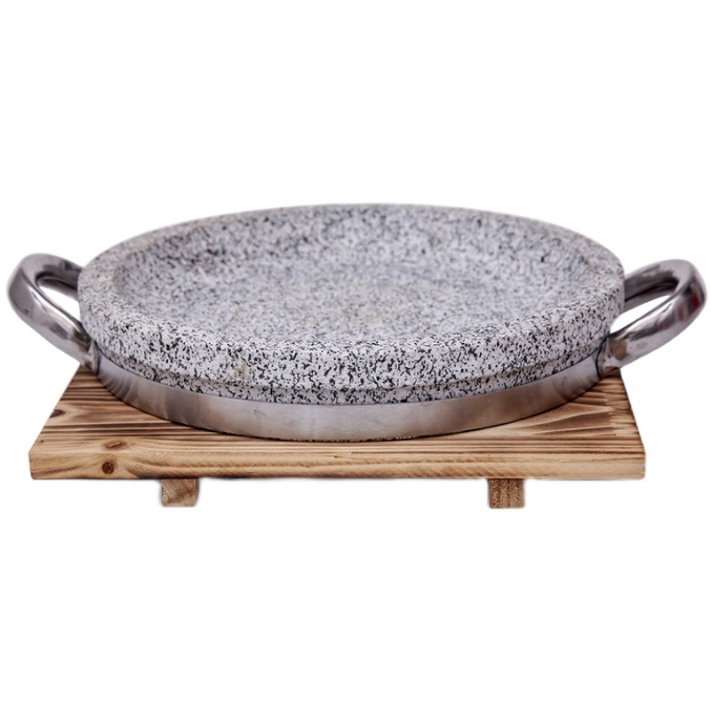 원형 돌판 구이 바베큐 업소용 고기 플레이트 구이용 스테이크 가정용 불판 얕은팬 20cm - 상품 이미지