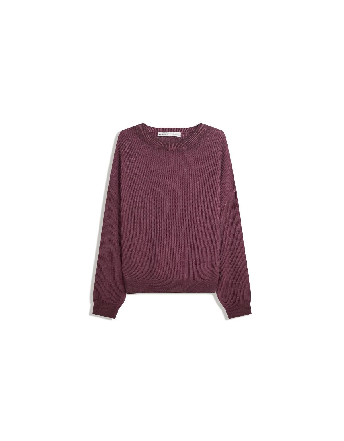 버쉬카 오버핏 라운드 버건디 니트 스웨터 7317/663 BURGUNDY - 상세 이미지 2