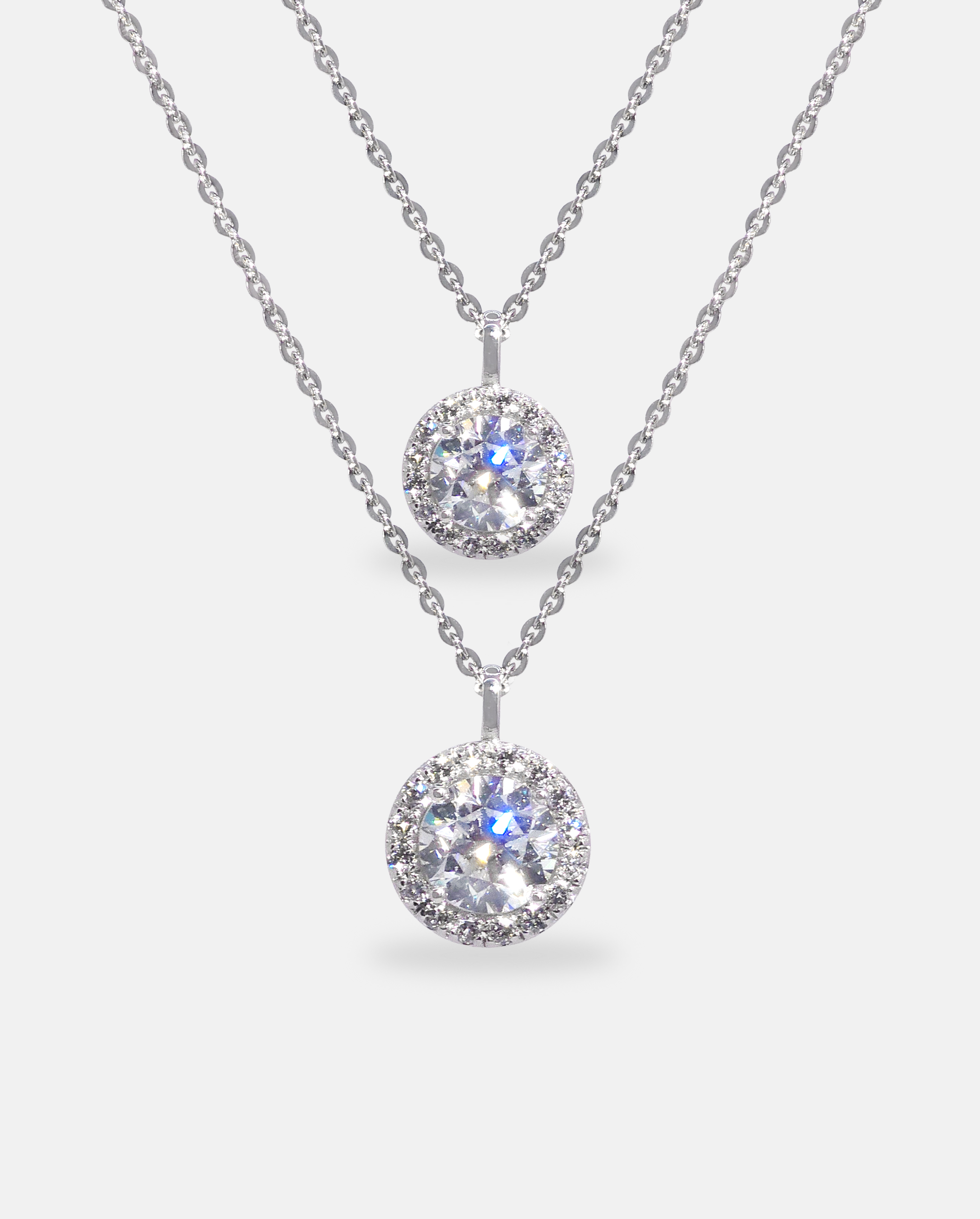 헤일로 펜던트 목걸이 1캐럿, 2캐럿 랩다이아몬드 랩다이아 모이사나이트 14k 18k - 메인 이미지