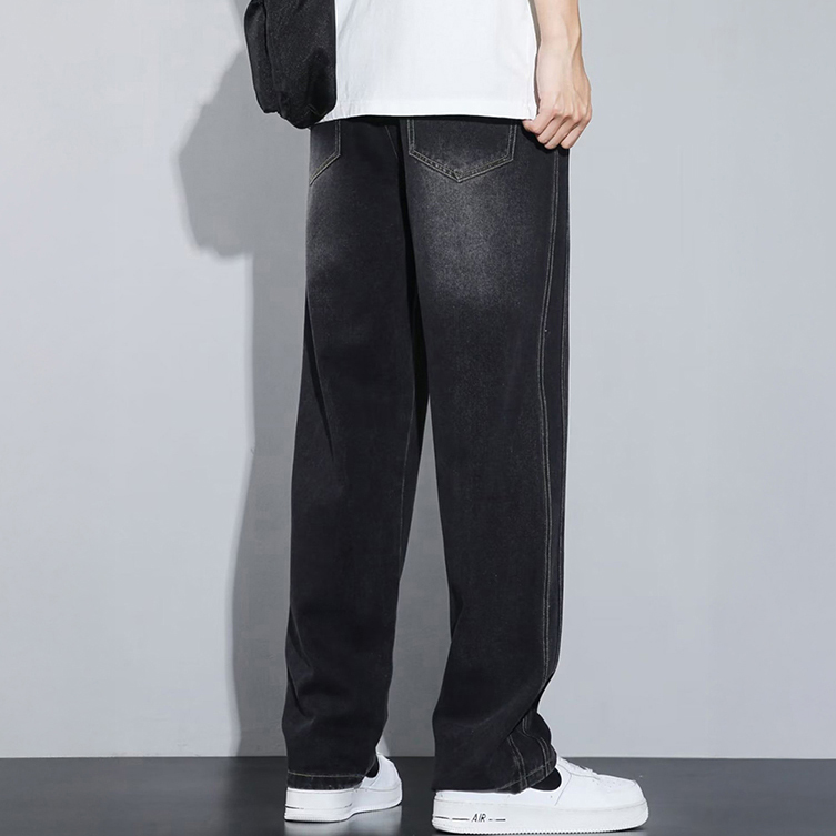 남자 데님 바지 빈티지 스트링 허리밴딩 워싱 일자 루즈핏 가을 팬츠 XL 3XL 5XL 이미지 6