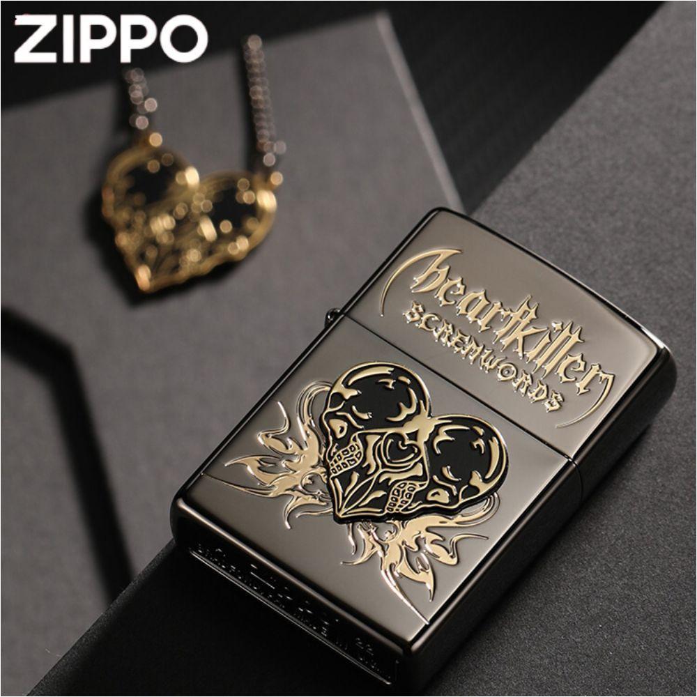 ZIPPO 정품 라이터 (선물상자세트) 목걸이 포함 블랙아이스하트 핸드메이드 지포라이터 연인 생일 선물용 - 상품 이미지