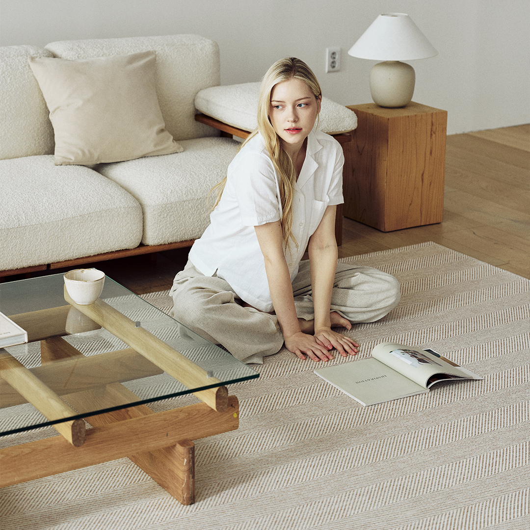 헤링본 먼지없는 러그 사계절 대형 침실 단모 워셔블러그 물세탁 100x150cm 제품 이미지