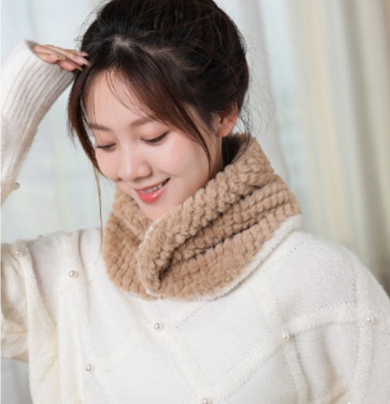 버튼 털 극세사 워머 목도리 스카프 여성 롱 털목도리 머플러 가을 겨울 여자 - 상품 이미지
