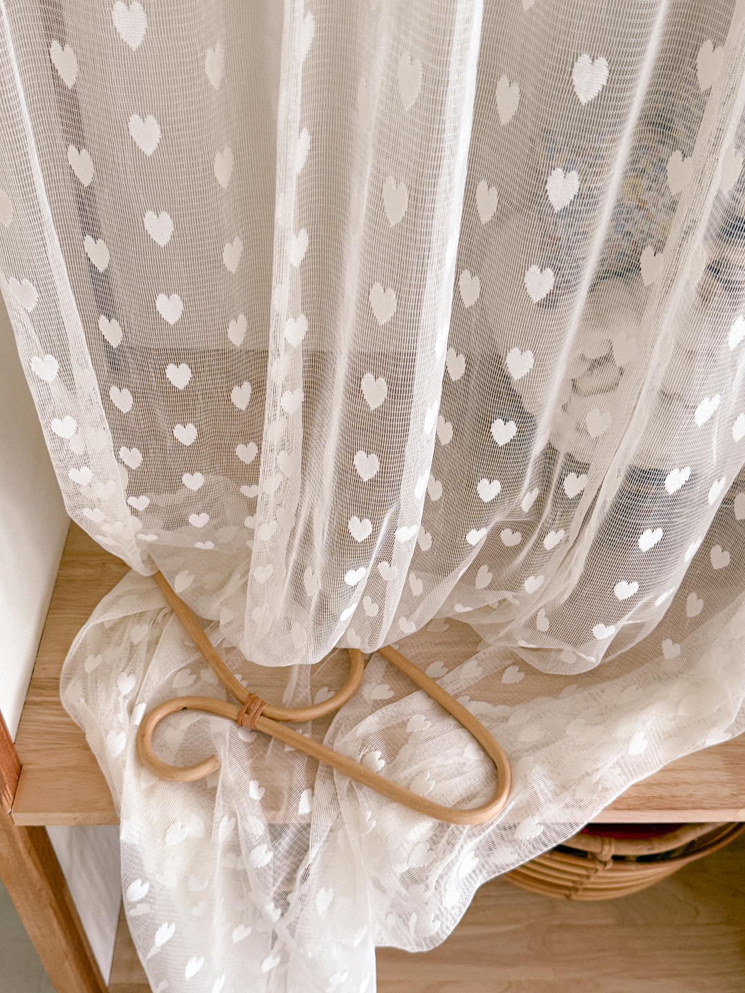 빈티지 프롬하트 레이스 봉집형 거실 창문 가리개커튼 140x150