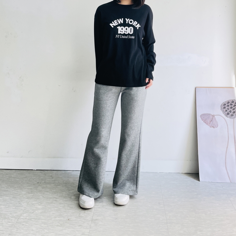 부츠컷트레이닝팬츠 나팔바지 키작녀바지 여성 고무줄 팬츠 2기장 - 상세 이미지 2