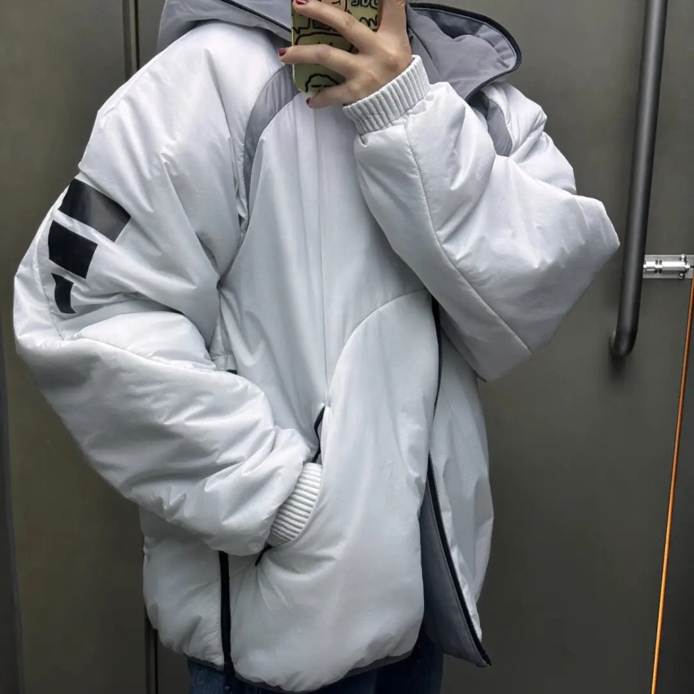 아디다스 패딩 리버시블 후드 집업 자켓 그레이 JZ8722 이미지 6