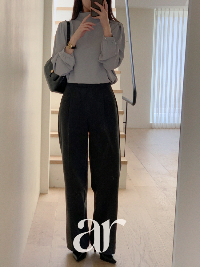 원핀턱 히든 버클 세미 와이드 기모 슬랙스 ps5517 이미지 7