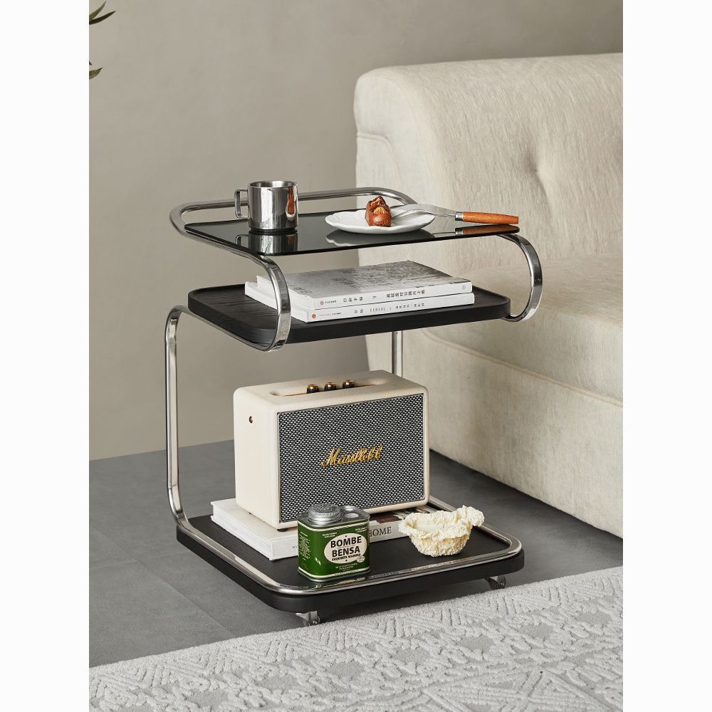 이동식 티테이블 빈티지 소파테이블 협탁 선반 블랙