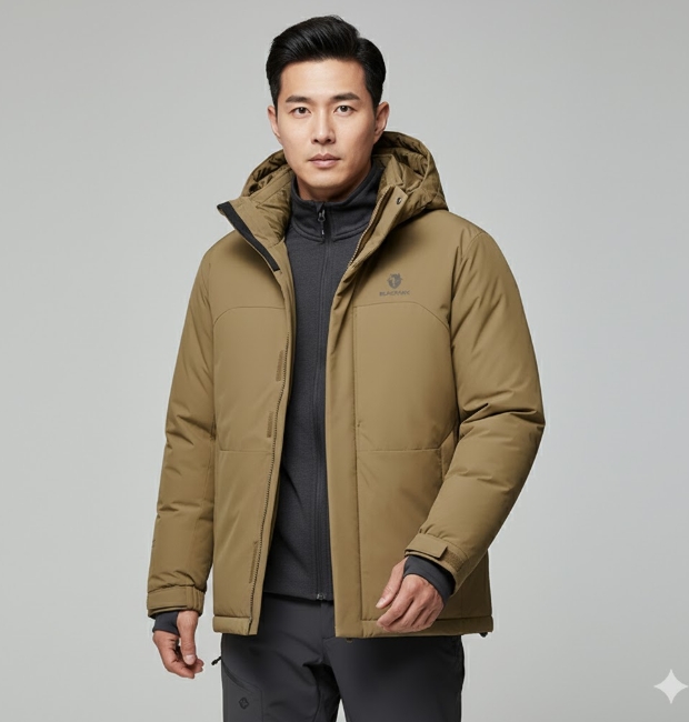 [무료반품] 블랙야크 남성 겨울 바람막이 아웃도어 퀀텀 퍼텍스 구스다운 패딩 점퍼 베이지, 95 - 상품 이미지