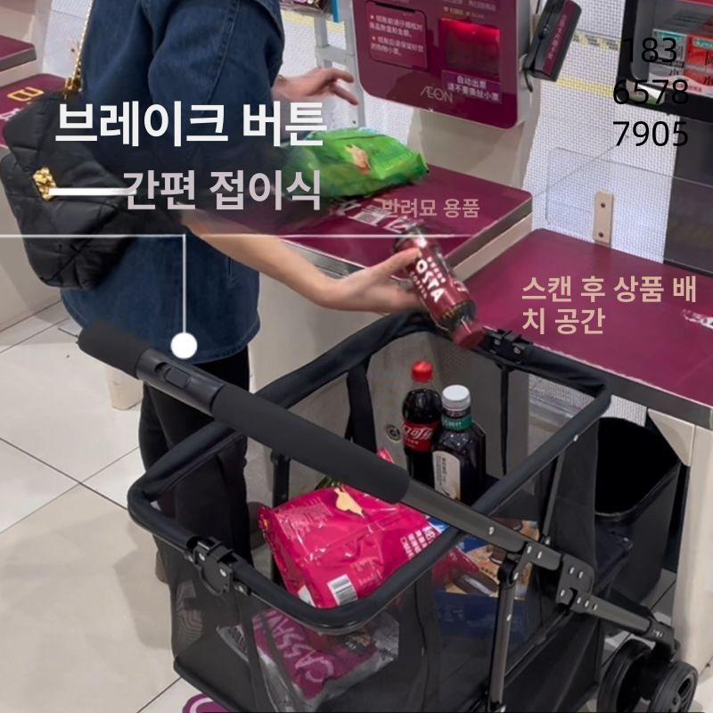 2단 접이식 카트 캠핑 트롤리 미니 웨건 쇼핑 운반용 - 상세 이미지 4