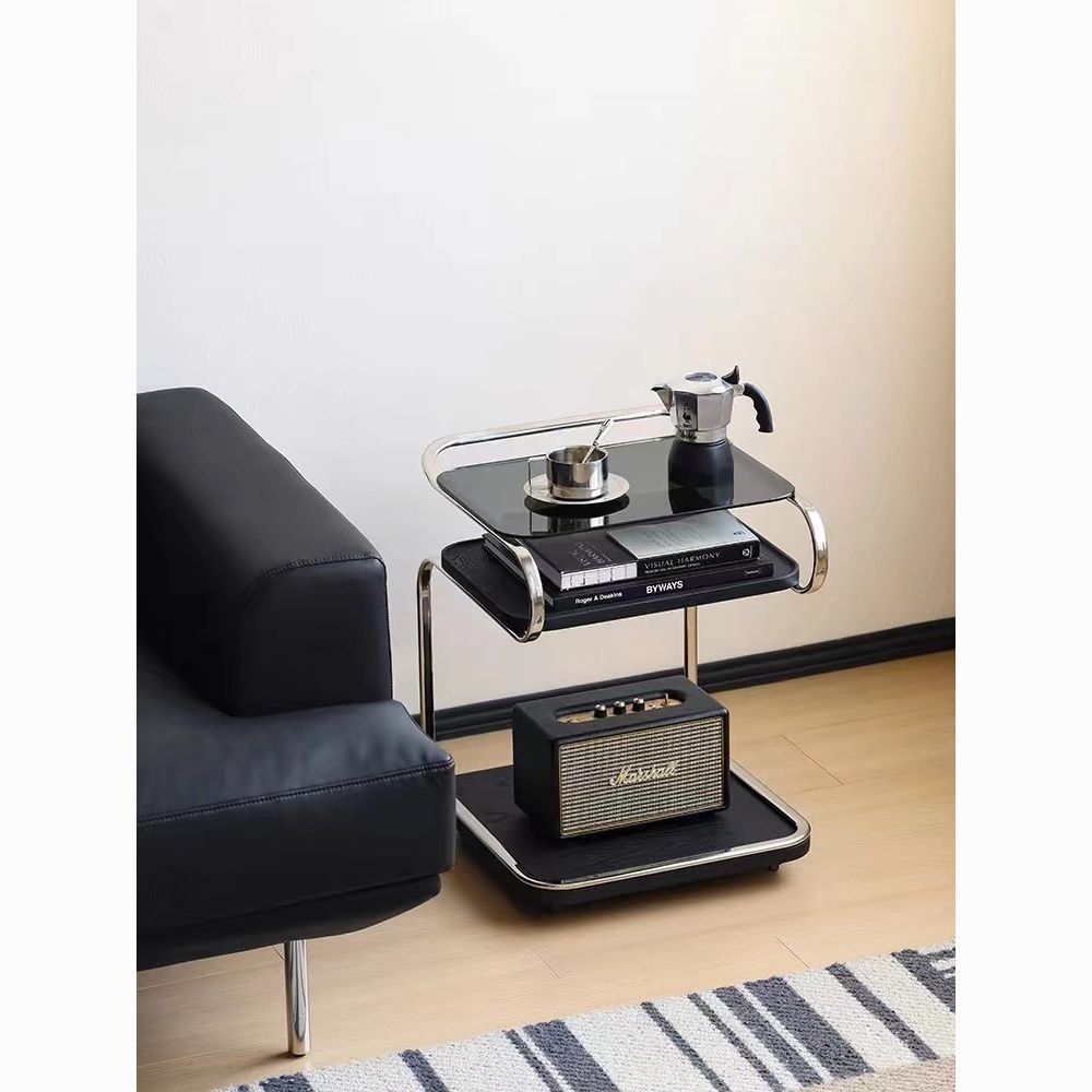 이동식 티테이블 빈티지 소파테이블 협탁 선반 블랙